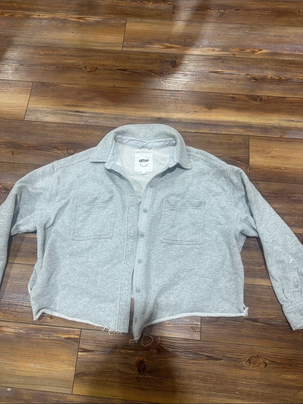 aerie Light Gray Casual Button-Front jacket